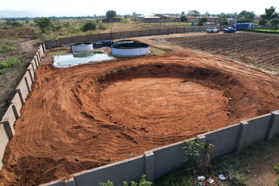 Aerial view of the farm site